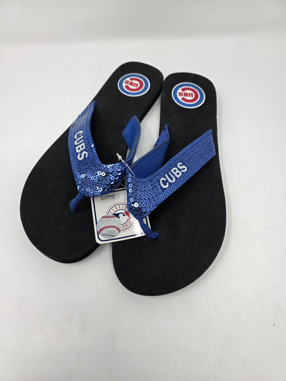 Chicago Cubs Sequin Flip Flops Sandals XL 11/12 NWT